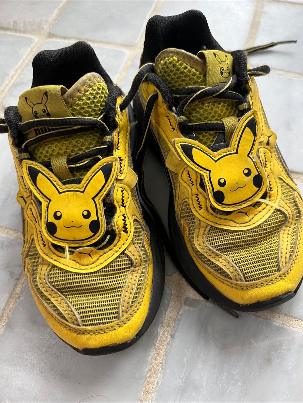 Puma Yellow & Black Kids Sneakers with Pikachu Patch